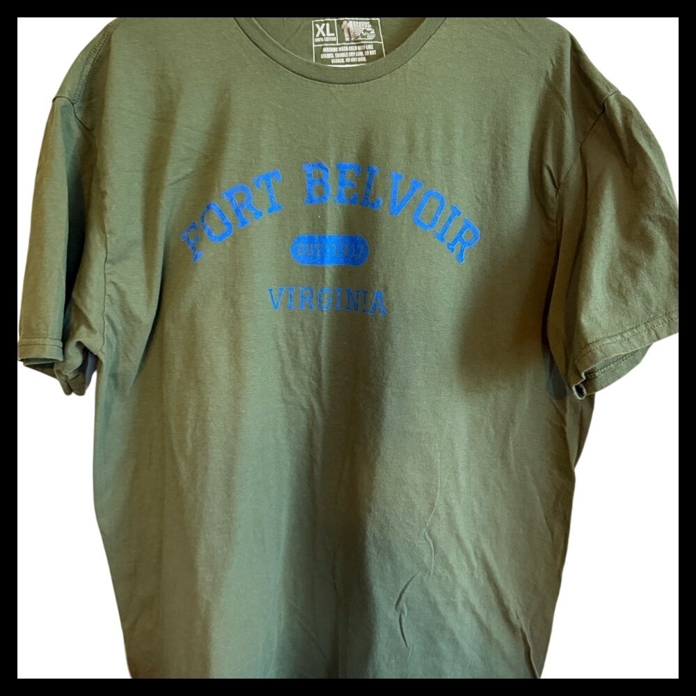 Fort Belvoir Virginia Graphic T Shirt Olive Green Mens XL